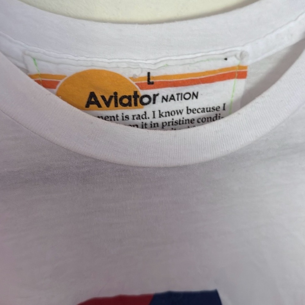 RARE Original Logo Aviator Nation White T-Shirt - Picture 3 of 4